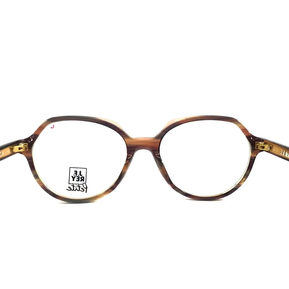 J.F. Rey Petite Eyeglasses Frames PA104 7080 Purple Horn Striped Brown 50-16-140
